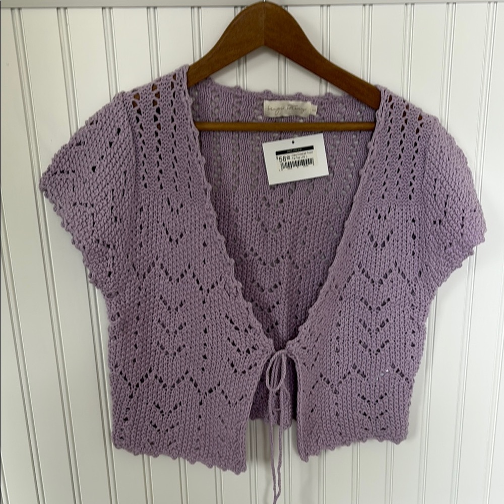 Lavender Knit Cropped Cardigan